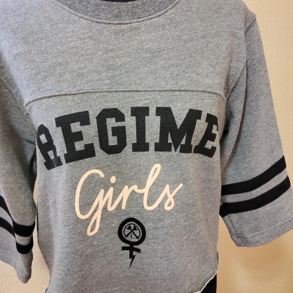 Civil Regime Graphic Sweatshirt Crop Top Pullover S Grey - Picture 2 of 5